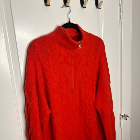 NEW J. Crew Women's Cable-Knit Half-Zip Sweater in Supersoft Yarn Red XL BD032 - Picture 8 of 8